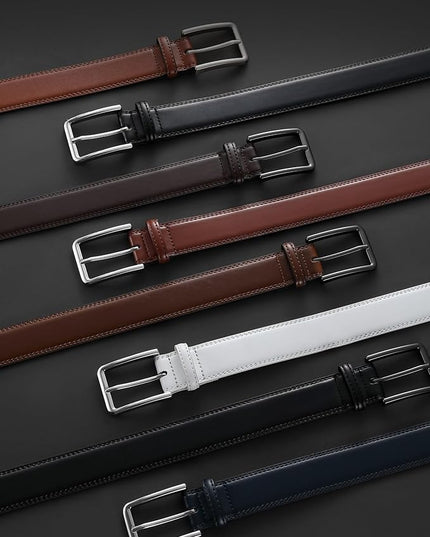 CHAOREN Leather Dress Belt Men 2 Pack - 1 3/8" Mens Belts for Work Business Casual Jeans