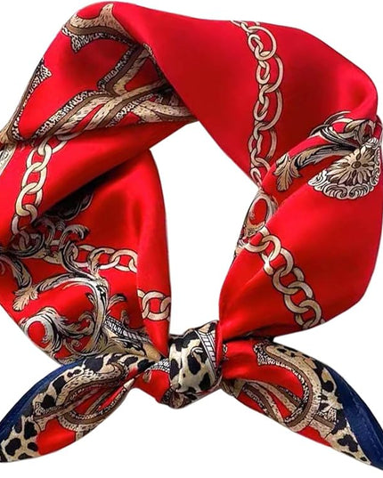 kcctoo 27.5" Mulberry Silk Feeling Head Scarf Women's Fashion Square Neck Satin Scarfs for Bag Hair Scarves Gift