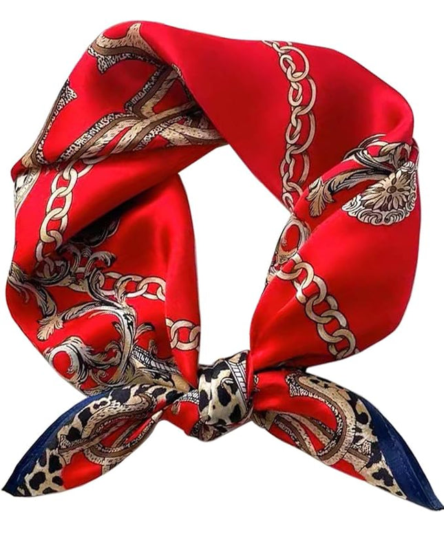 kcctoo 27.5" Mulberry Silk Feeling Head Scarf Women's Fashion Square Neck Satin Scarfs for Bag Hair Scarves Gift