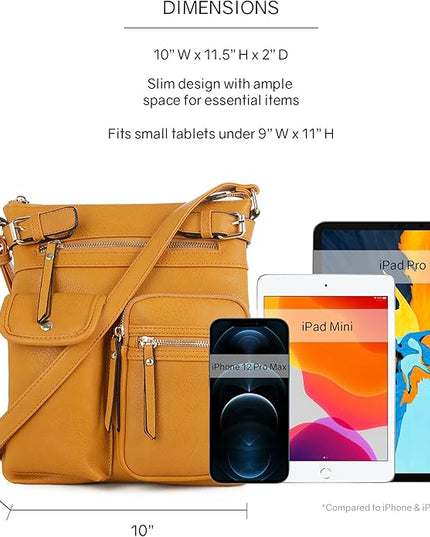 SG SUGU Katie Lightweight Medium Crossbody Bag Shoulder Bag with Multi Pocket for Women