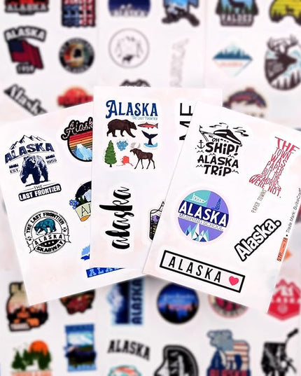 BulbaCraft Alaska Stickers for Water Bottles, Scrapbooking, Alaska Laptop Decals, Gifts for Women & Men