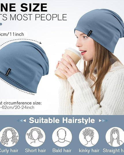 Slouchy Beanie for Women Men Soft Cotton Chemo Hats Double-Layer Warm Beanie Cap for Daily Wear & Transitional Seasons