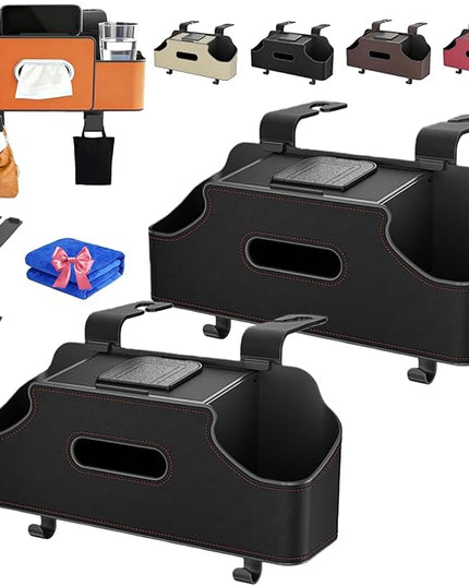 4-in-1 Car Organizers and Storage Box Multifunctional, Behind the Seat Organizer for Car, Cars Backseat Organizers with Tissue Holder and Cup Holder, Consolas Centrales De Auto (Black 2)