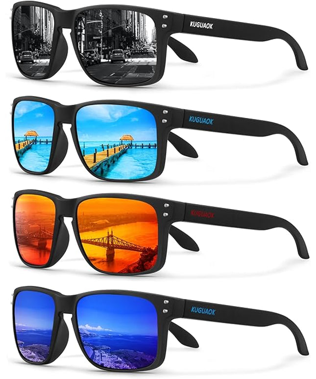KUGUAOK Polarized Square Sunglasses For Men and Women Matte Finish Sun Glasses UV Protection Glasses