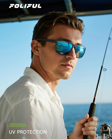 Polarized Sunglasses Men Women, Mens Sunglasses Lightweight UV Sun Glasses for Fishing Driving Golf