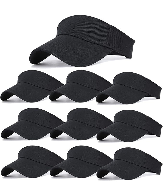 10 Pack Men Women Sun Visor Adjustable UV Protection Blank Sun Visor Hats Caps for Beach Pool Golf Tennis Sports