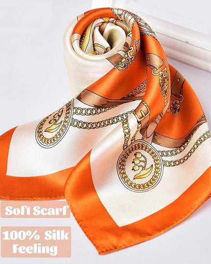 kcctoo 27.5" Mulberry Silk Feeling Head Scarf Women's Fashion Square Neck Satin Scarfs for Bag Hair Scarves Gift