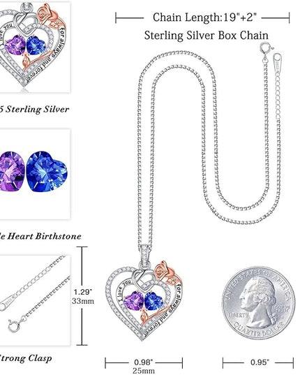 Iefil Christmas Gifts for Wife Women - 925 Sterling Silver Double Birthstone Necklace, Anniversary Birthday Gifts for Women, Jewelry Gift for Wife Girlfriend Mom Her