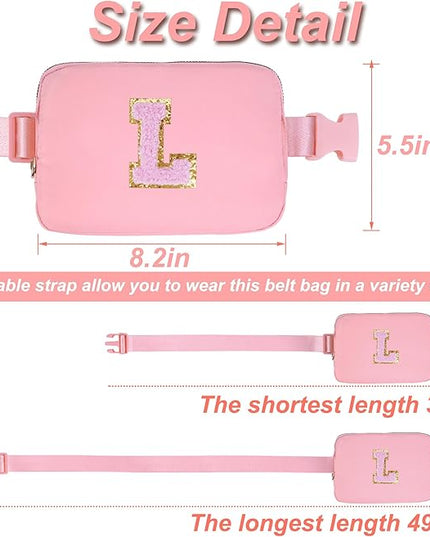 Uygafly Personalized Belt Bag for Women Girls - Fashion Mini Waist Packs with Adjustable Strap - Trendy Travel Fanny Pack Crossbody Bags with Initial Letter - Teen Gifts | Peach,L