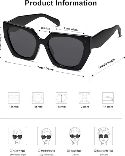 SOJOS Large Oversized Polarized Sunglasses for Women, Big Designer Womens Trendy Square Shades SJ2205