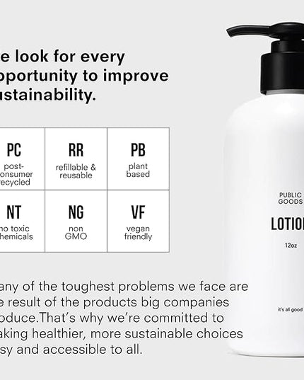 Public Goods Body & Hand Lotion for Women & Men | Natural Moisturizing Daily Lotion for Dry & Itchy Skin | Paraben & Sulfate Free | Made with Organic Essential Oils | Made in Canada | 12 Fl Oz Bottle