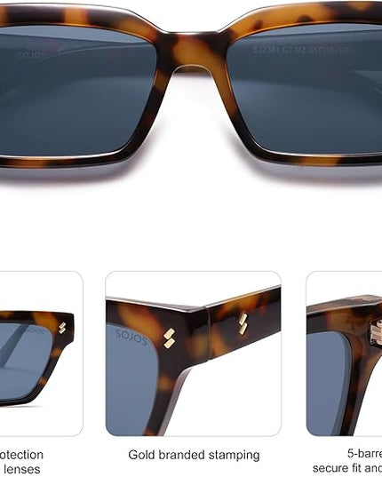 SOJOS Trendy Polarized Sunglasses Womens Men Retro Vintage 90s Cute Cat Eye Narrow Sun Glasses SJ2381