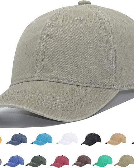 YEANIY Vintage Washed Cotton Plain Baseball Caps Adjustable Unstructured Soft Blank Casual Dad Ball Hats for Men Women