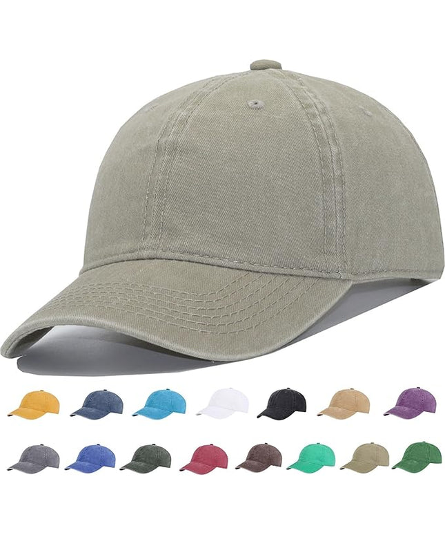 YEANIY Vintage Washed Cotton Plain Baseball Caps Adjustable Unstructured Soft Blank Casual Dad Ball Hats for Men Women