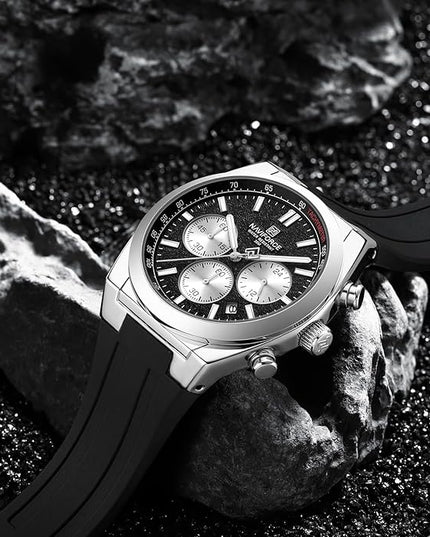 NAVIFORCE Watches for Men Multifunctional Chronograph Analog Quartz Waterproof Wirstwatch Silicone Strap Man Gifts
