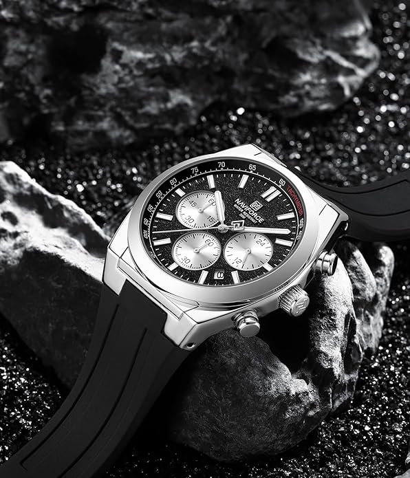 NAVIFORCE Watches for Men Multifunctional Chronograph Analog Quartz Waterproof Wirstwatch Silicone Strap Man Gifts