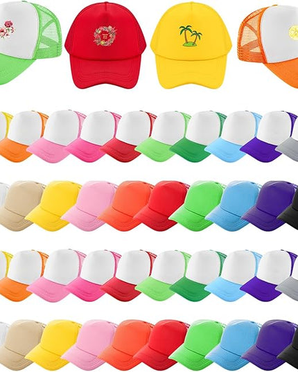 Hercicy 40 Pack Sublimation Blank Trucker Hat Bulk Baseball Cap Adjustable Mesh Unisex Polyester Hat Heat Transfer