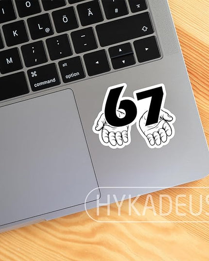 (3Pcs) Funny Six Seven 67 Meme Stickers Gen Alpha Slang 6 7 Hands Vinyl Decals Waterproof Sticker for Water Bottle, Laptop, Tumbler, Phone Case, Scrapbooking, 3" x 2.5"