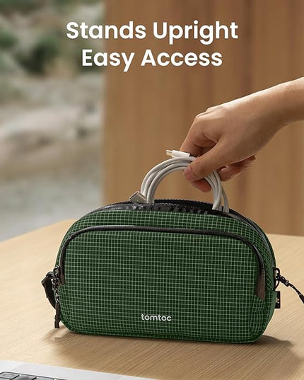 tomtoc Electronic Organizer Travel Case Performance, Water Resistant Dual Compartment Cable Organization Storage Bag for Charger, Cord, Phone, Hard Drive, Power Bank, Accessories Travel Essentials