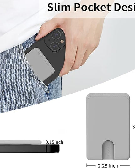 Senose Phone Wallet, 3 Pack (Black, White, Grey) - Unisex, Adult, Smartphone Users - Silicone, Anti-Slip Design, Easy Card Removal, 3 Compartments, 3.15 x 1.97 x 0.2 inches