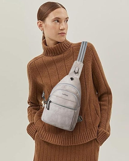 Sling Bag For Women Faux Leather Small Casual Daypack Backpack Fanny Pack Crossbody Chest Bags Purse
