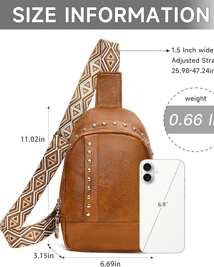 FALAN MULE Crossbody Bags for Women Trendy Leather Sling Chest Bag Fanny Packs for Women