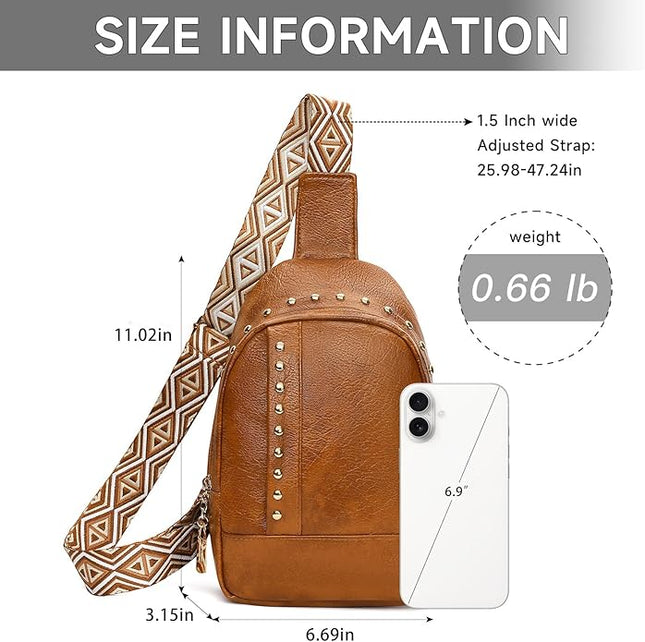 FALAN MULE Crossbody Bags for Women Trendy Leather Sling Chest Bag Fanny Packs for Women