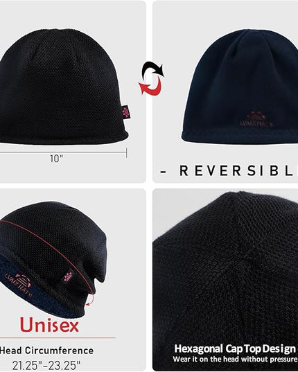 Lvaiz Mens Winter Beanie Hat Warm Fleece Lined Skull Cap for Men Reversible Women Windproof Watch Hat Knit Warm Unisex Beanie