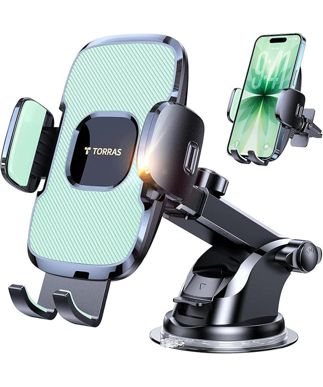 TORRAS 2026【Strongest Suction & Ultra-Durable】 Phone Holders for Your Car,【Patent & Safety Certs】 Car Phone Holder Mount Truck Stand for Dashboard Windshield Vent for iPhone 17 16 15 14 13, Sage
