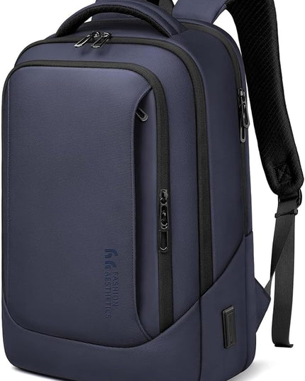 hk Laptop Backpack for Men with USB Charging Port for Business Work College Travel (Blue, 17.3 inch)