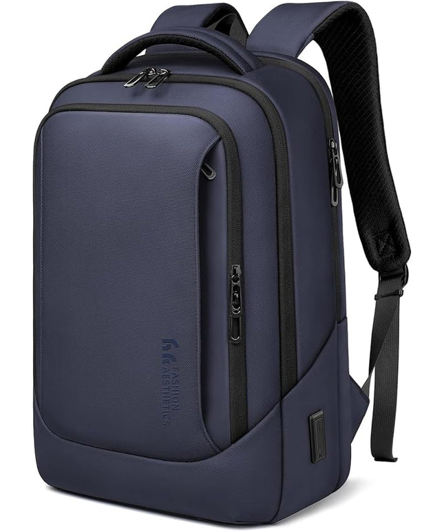 hk Laptop Backpack for Men with USB Charging Port for Business Work College Travel (Blue, 17.3 inch)