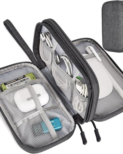 Electronic Organizer Travel Cable Accessories Bag, Electronic Organizer Case, Waterproof Electronic Accessories Organizer Bag for Power Bank, Charging Cords, USB Cable (Dark Gray)