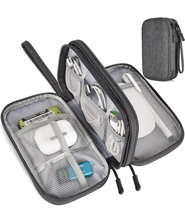 Electronic Organizer Travel Cable Accessories Bag, Electronic Organizer Case, Waterproof Electronic Accessories Organizer Bag for Power Bank, Charging Cords, USB Cable (Dark Gray)