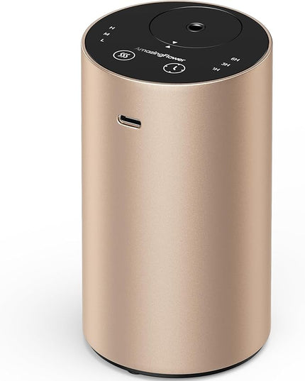 Waterless Essential Oil Diffuser, Rechargeable Scent Diffusers with 3 Mist Levels & Timers, Portable Aromatherapy Diffuser for Home Car Room Studio Office, Desert Titanium