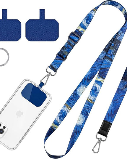 Phone Lanyards, Wrist Lanyards for Keys, Adjustable Shoulder Neck Strap,Universal Crossbody Cell Phone Lanyard for ID Badges,Card Holder, Car Key, and Most Smartphones (Starry Night)