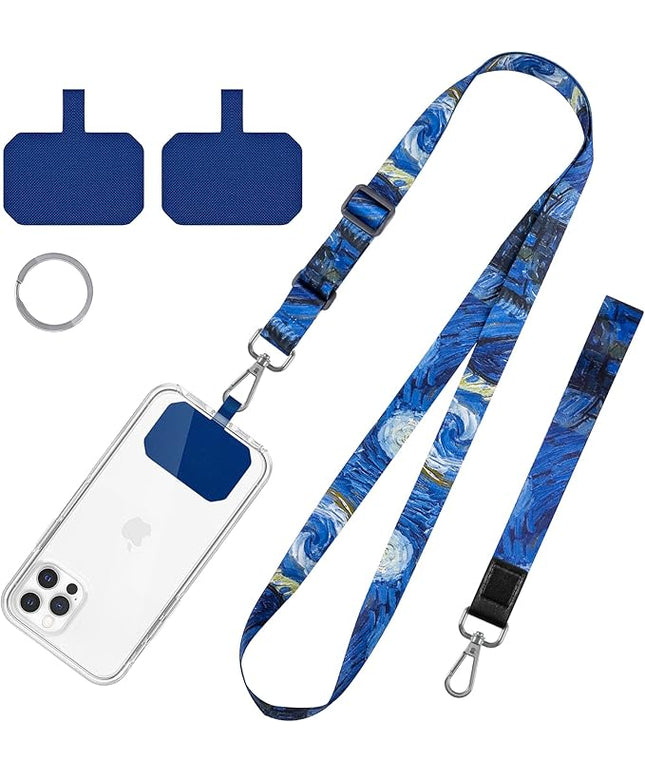 Phone Lanyards, Wrist Lanyards for Keys, Adjustable Shoulder Neck Strap,Universal Crossbody Cell Phone Lanyard for ID Badges,Card Holder, Car Key, and Most Smartphones (Starry Night)