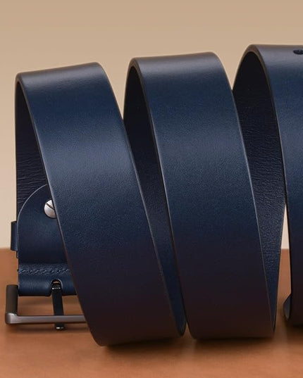 Buffway Men’s Full Grain Leather Belt – Solid One-Piece Leather, 1.5” Wide for Jeans & Business Casual, Gift Box Included