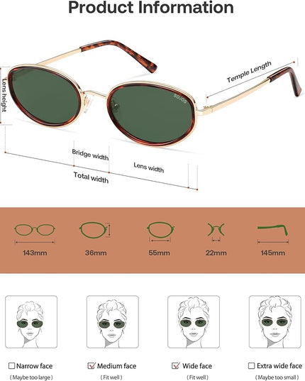 SOJOS Trendy Oval Polarized Sunglasses for Women Men, 80s 90s Chic Retro Vintage Sunnies SJ1248