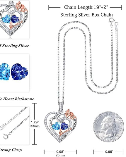Iefil Christmas Gifts for Wife Women - 925 Sterling Silver Double Birthstone Necklace, Anniversary Birthday Gifts for Women, Jewelry Gift for Wife Girlfriend Mom Her