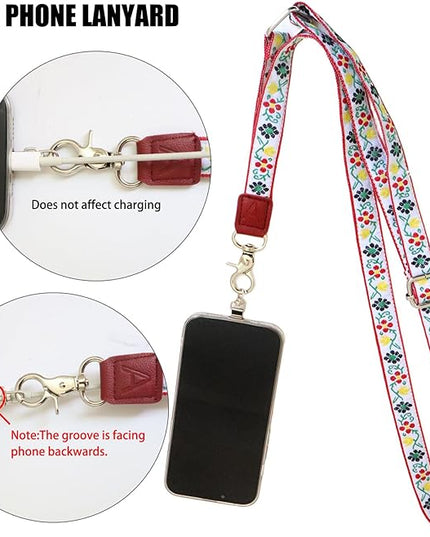 LEMEDE Wrist Keychain and Adjustable Phone Lanyard, Silver Hook Phone Crossbody Strap with 360° Rotating Phone Pads