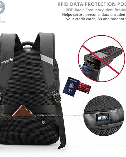 Swissdigital Design Business Laptop Backpack, College Laptops Backpack with USB Charging Port for Men and Women Fits 16 Inch Notebook, Black-Finder Color Random | SD1670BT013-01