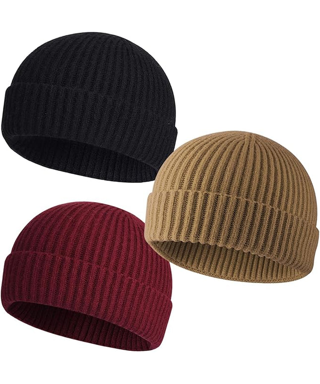 50% Wool Warm Cuffed Swag Knit Short Fisherman Beanie for Men Women Winter Hats Trawler Skull Cap