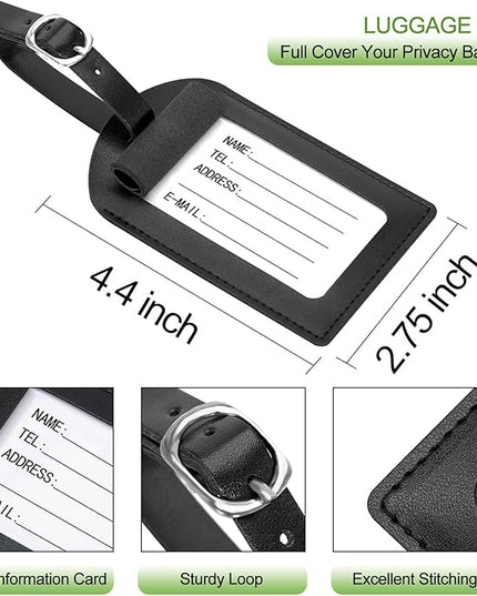 Passport Holder With Luggage Tag Cover Wallet RFID Blocking Leather Case Travel Essentials Accessories Travel Must Have(114#Black)