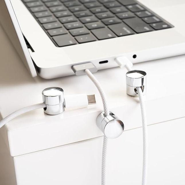 Cable Anchors for Desk Organization | Premium Aluminum Cord Organizers | Charger + Cable Management Clips for Home & Office | Stylish, Sturdy, & Functional | (3 Pack) (Silver)