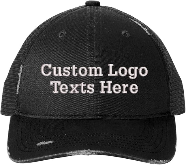 INK STITCH C600 Custom Embroidery Texts Logo Distressed Trucker Caps