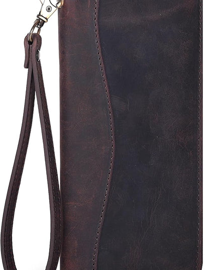 Oak Leathers Brown Leather Wallet for Women - RFID Womens Wallet Clutch with 8 Credit Card Holder, Coin Pocket