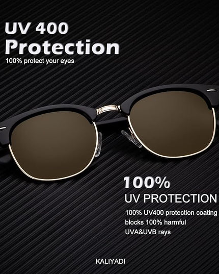 KALIYADI Polarized Sunglasses for Men and Women Semi-Rimless Frame Driving Sun glasses UV Blocking