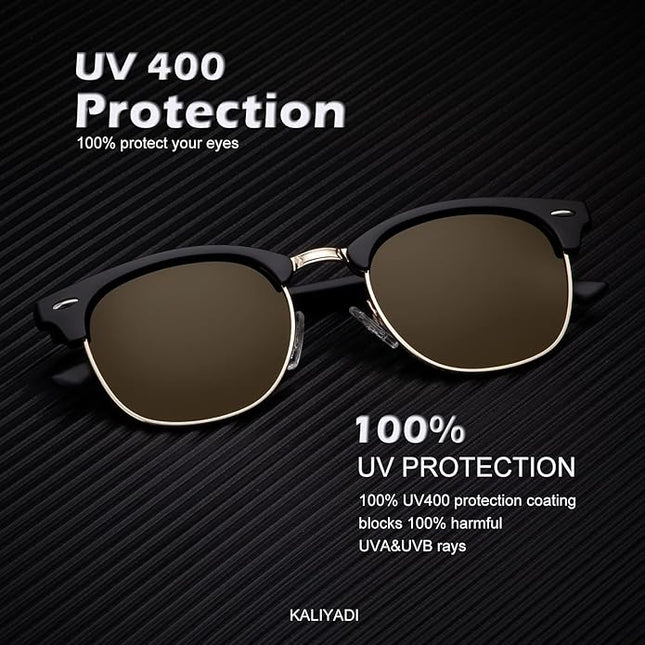 KALIYADI Polarized Sunglasses for Men and Women Semi-Rimless Frame Driving Sun glasses UV Blocking