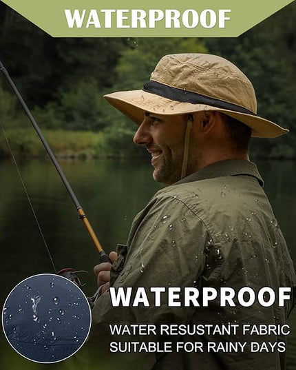 Oversized XL XXL Waterproof Sun Hat for Big Heads Mesh Bucket Hat Wide Brim Adjustable Packable Hiking Beach Fishing