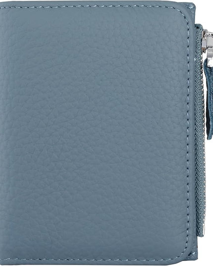 ilovever Small Wallet Women Soft Leather RFID Blocking Card Holder with Zipper Pocket Bifold wallet,Blue